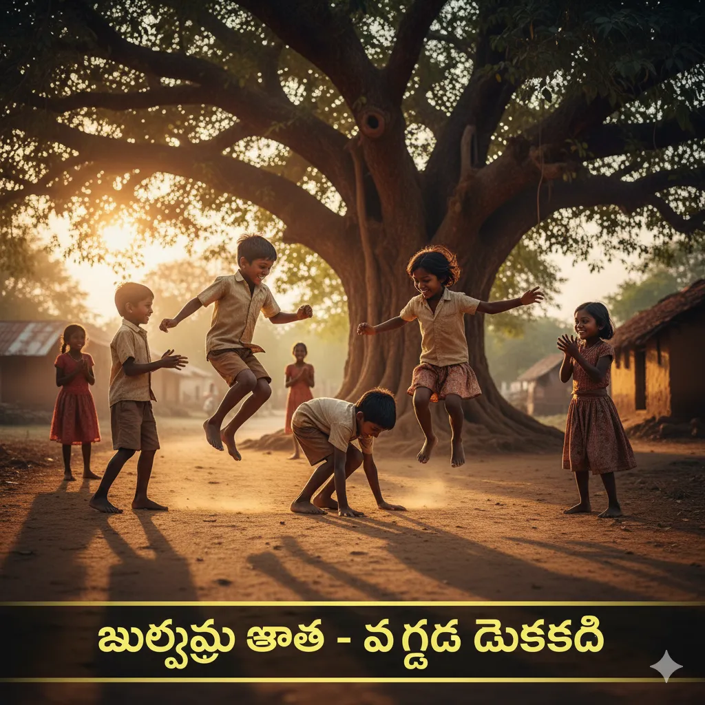 🌿 గాల్లో తేలిపోయే గమ్మత్తు – వంగుడు దూకుడు ఆట (The Thrill of Airborne Fun – The Tree Swing Game)