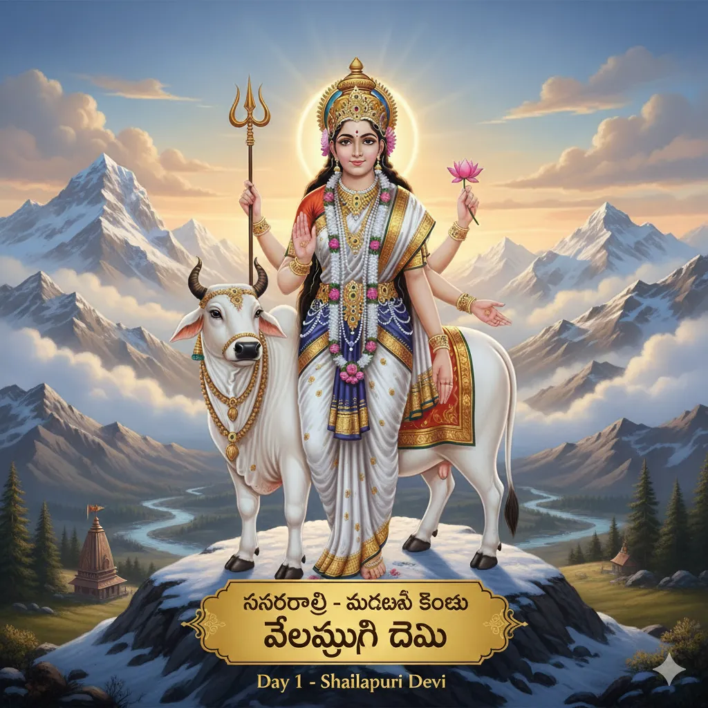 Day 1 – శైలపుత్రి దేవి (Goddess Shailaputri)